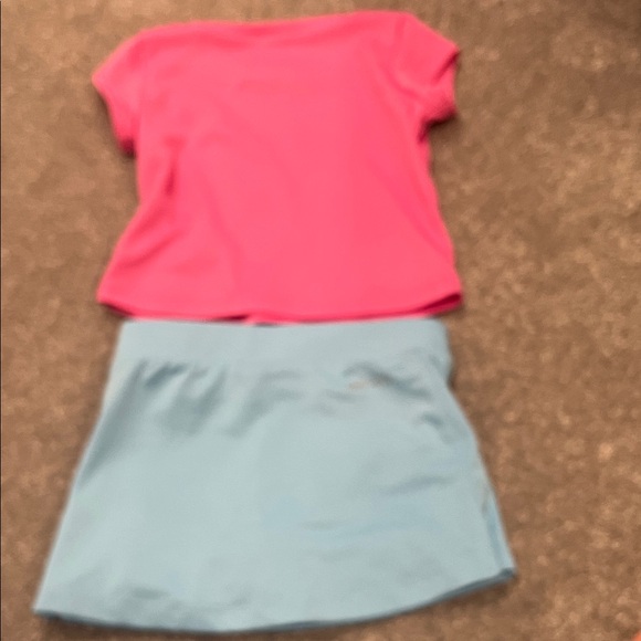 Nike Vibrant Pink Top and Light Blue Skirt Set - Picture 4 of 4